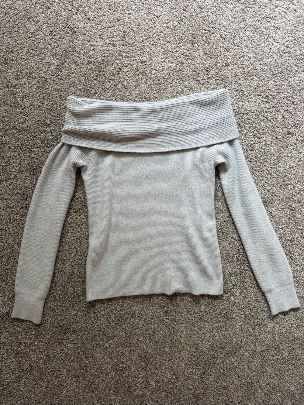 Off-Shoulder Ribbed Knit Sweater